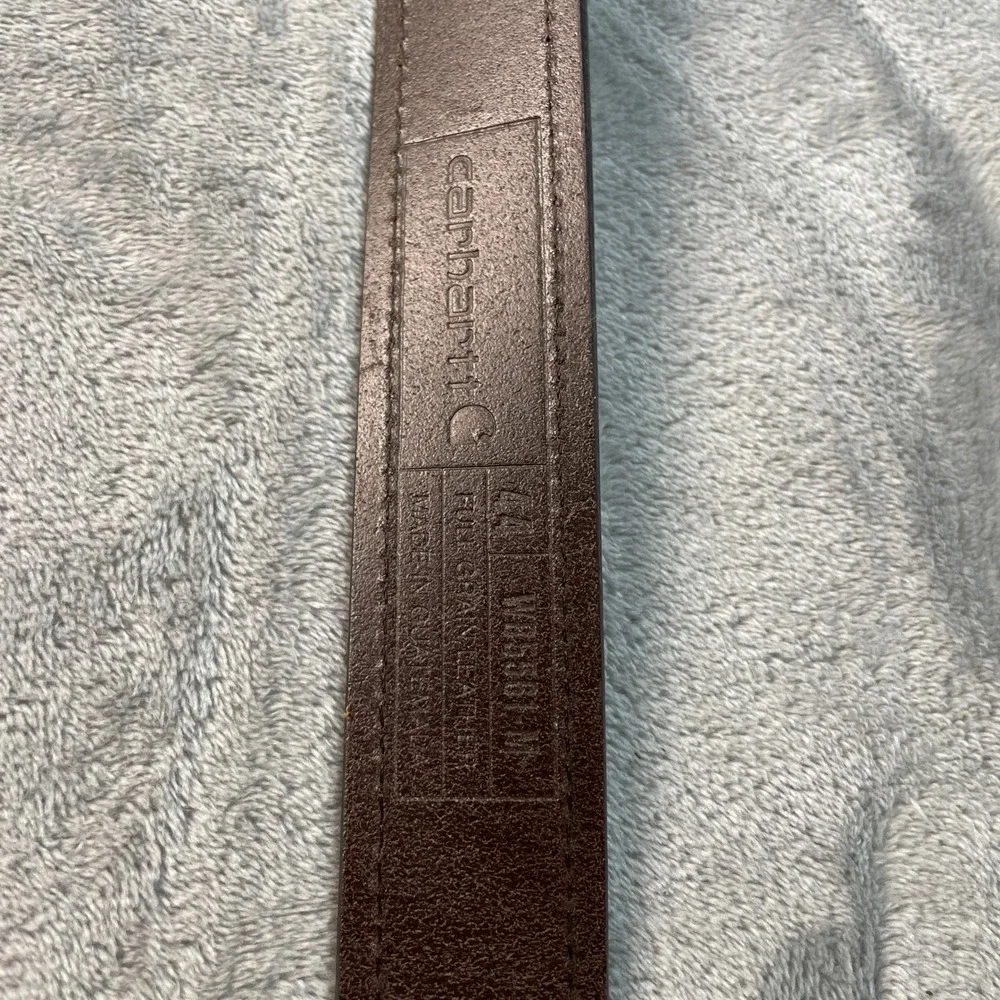 Carhartt Men's Brown Full Grain Leather Belt 44 WB5511-M Workwear Buckle